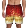 thumbnail image 2 of Goofa Red Gold Glitter Printed Men's Swim Trunks Board Shorts Quick Dry Mens Swimming Trunks with Compression Liner,Breathable Fit Hawaii Beach Shorts-Small, 2 of 9