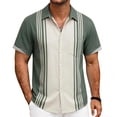 thumbnail image 2 of VgaVtl Button up Mens Turn Down Collar Shirts Short Sleeve Summer Office Striped Shirts for Men Casual Daily, 2 of 5