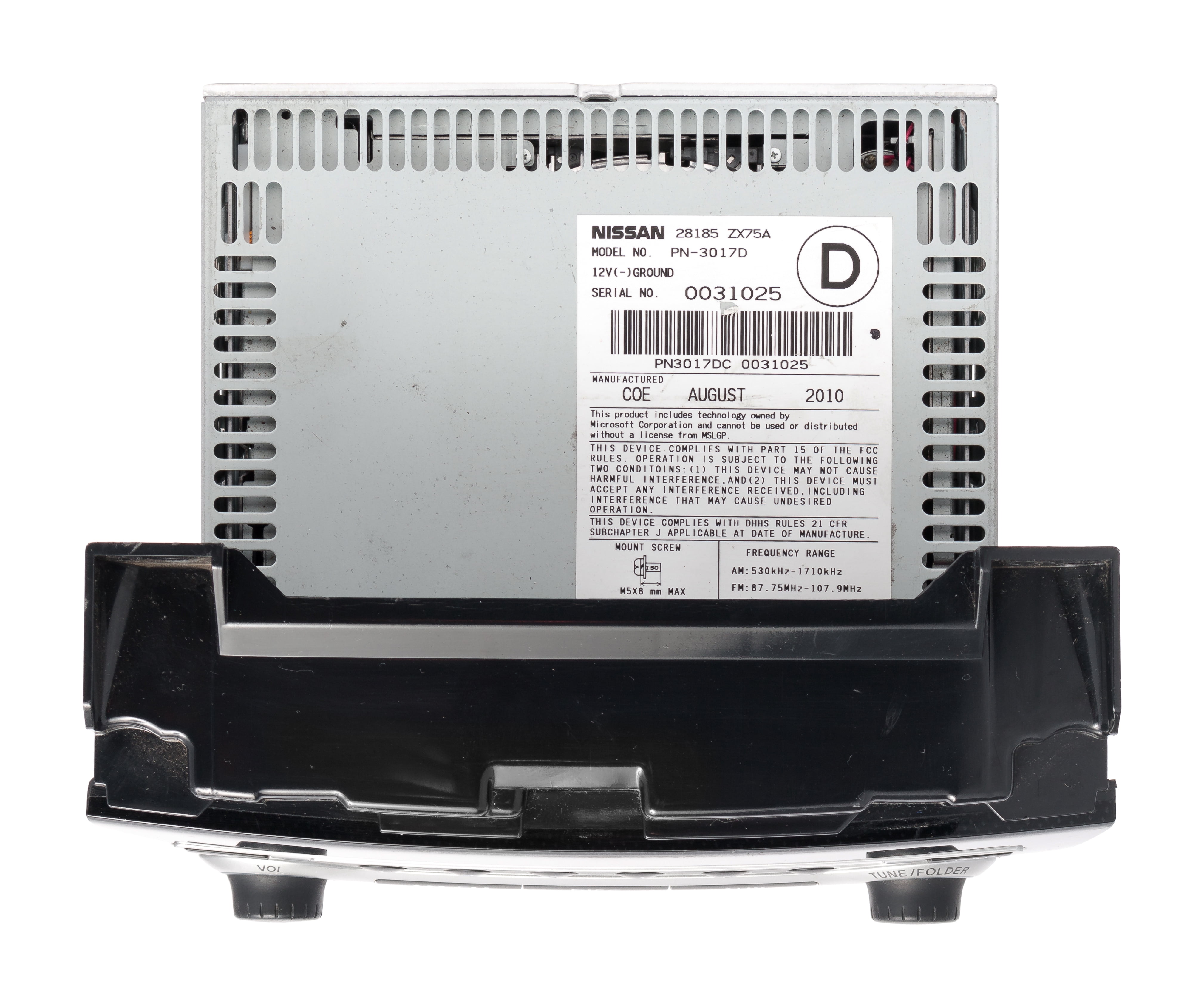 Restored 2011 Nissan Maxima AM FM Radio 6 Disc CD MP3 Player Aux ID 28185ZX75A Face CY07H (Refurbished)