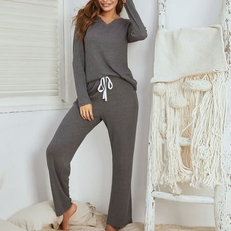 

QIPOPIQ Pajamas for Women Clearance Round-Neck Long Sleeve Household Sets Plus Size Sleepwear Reduced Price!