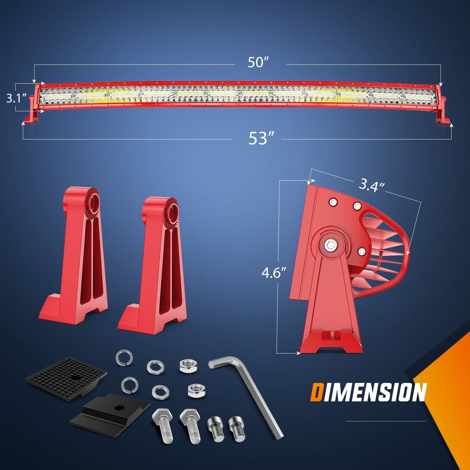 Nilight LED Light Bar 50Inch Triple Row Spot Flood Combo Lights Red Shell with Wiring Harness Kit for Fog Light Driving Light Work Light on Off-Road Truck SUV ATV UTV