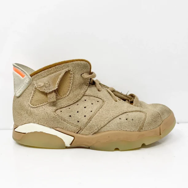 Ni - ke Ni - ke Boys Air Jordan 6 DH0692-200 Beige Basketball Shoes Sneakers Size 9C