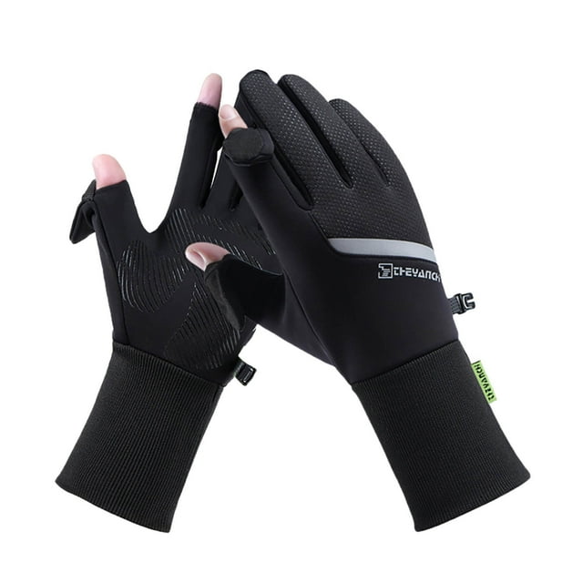 HAming Men's Winter Gloves Zipper Touchscreen Waterproof Running Hiking Cycling Warm Glove Cold Weather