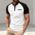 thumbnail image 2 of Venzia Men's Vintage Color‑Block Henley Short Sleeve T‑Shirt – Casual Crewneck Retro Top White2 XL, 2 of 4