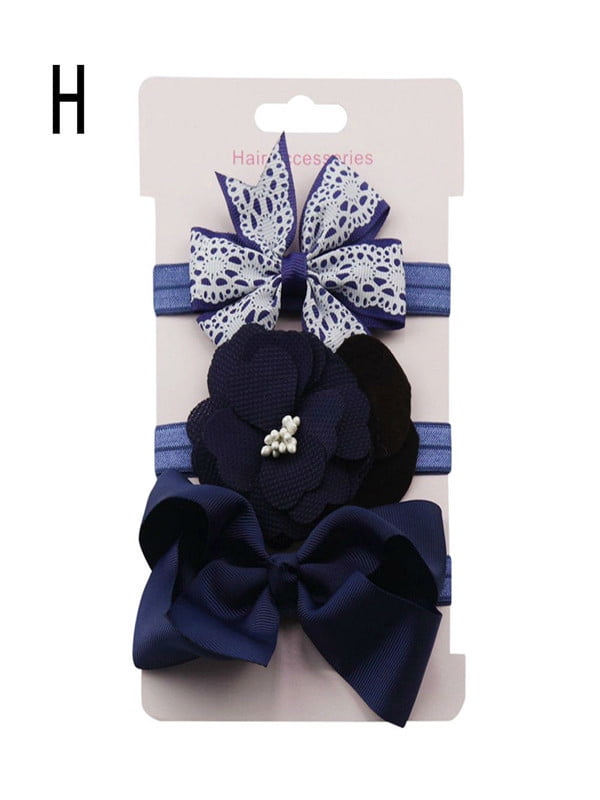 3Pcs Kid Newborn Elastic Floral Headband Hair Girl Bowknot Hairband Headwear Set 