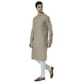 thumbnail image 5 of Ethnix Men's Banded Collar All-Over Diamond Print Indian Kurta Tunic Pajama Set; Beige; SM, 5 of 6