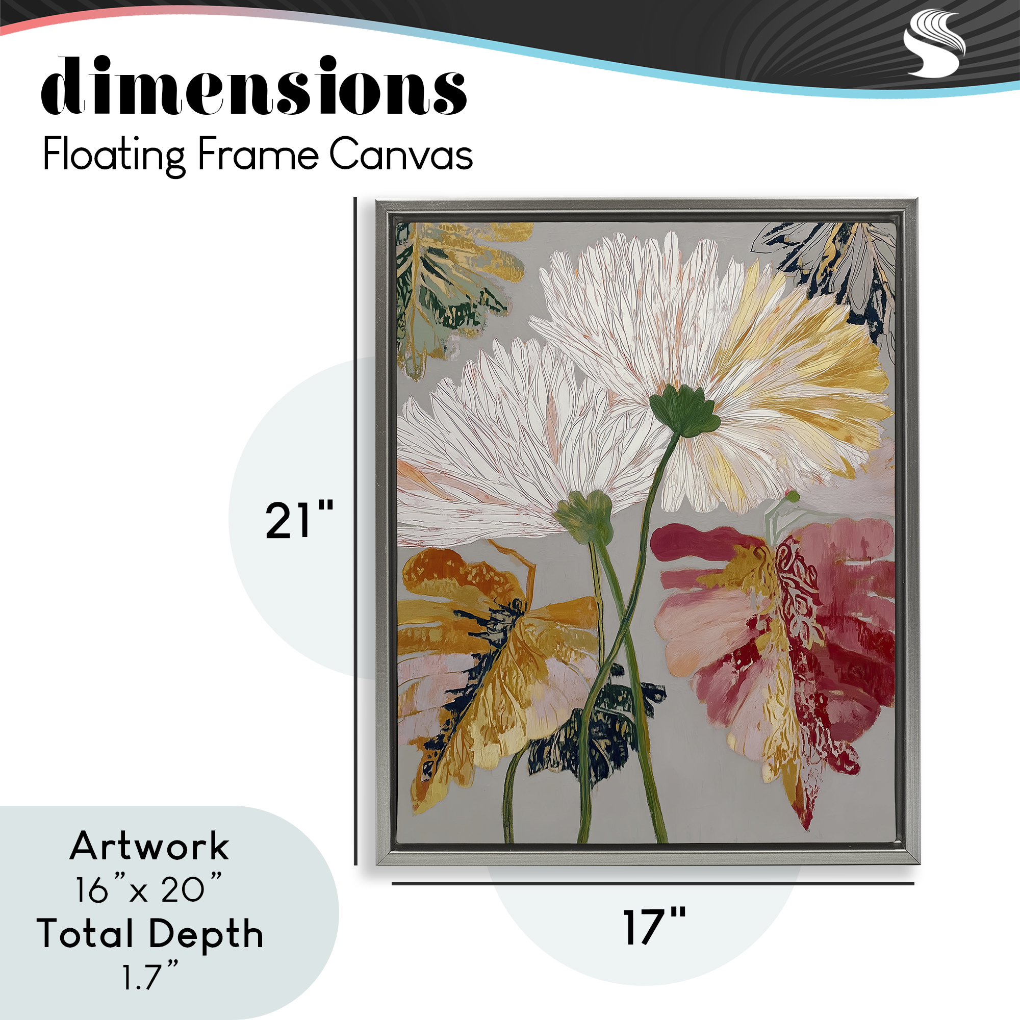 Playful Assumptions Flowers Gray Framed Floater Canvas Wall Art, design by Annabelle Hall