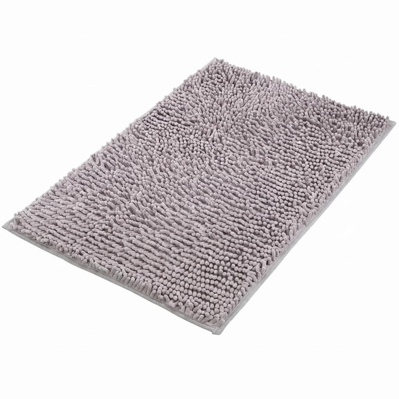 HeartGoods Grey 50x80 Chenille Bathroom Rug, Extra Soft Absorbent Microfiber Door Mat, Non-Slip Rubber Backing Quick Dry Machine Washable Bath Mat for Tub, Shower, and Home Entry
