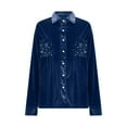 thumbnail image 5 of Neewe Womens Winter Velvet Long Sleeve Button Down Casual Tops Shirts, 5 of 9
