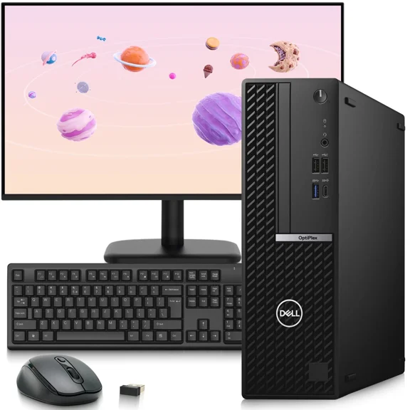 Restored Dell OptiPlex 5080 SFF Desktop Computer – Intel Core i7-10700 10th Gen – 16GB DDR4 RAM – 256GB SSD – 24" Monitor - Wireless Keyboard & Mouse – Built-in WiFi – Business PC – Windows 11 Pro