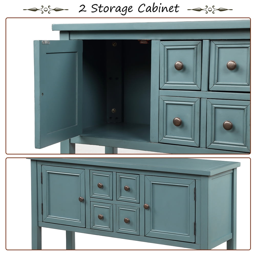 Lowestbest 46" Buffet Sideboard Console Table, Console Entryway Table with Bottom Shelf, Storage Cabinet for Kitchen Room, Blue Lowestbest 46" Buffet Sideboard Console Table, Console Entryway Table with Bottom Shelf, Storage Cabinet for Kitchen Room, Blue