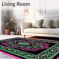 thumbnail image 2 of ODIKA 2'x3' Machine Washable Non-Slip Area Rug, Vintage Floral Medallion Heritage Interlocking Ornate Damask High Traffic Rug, Black, 529338, 2 of 7