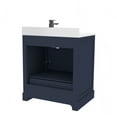 thumbnail image 4 of Ayna Decors Maya 30 in Navy Blue Bathroom Vanity Set with White Quartz Countertop and Brass Faucet | Pop-Up Drain and P-Trap Included | Black Hardware, 4 of 7