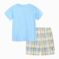 thumbnail image 4 of Kaprioy Boys Summer Outfits Baby Boy Summer Clothes 3T 4T 5T 6T 7T Toddler Boy Outfits Dinosaur Prints T Shirt Tops and Plaid Shorts Set, 4 of 7