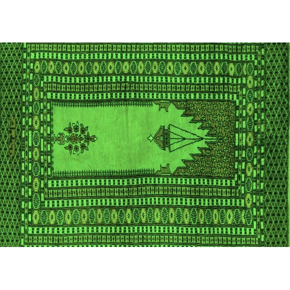 Ahgly Company Indoor Rectangle Abstract Green Modern Area Rugs, 7' x 9'