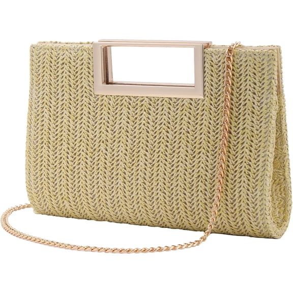 mirlewaiy Women Clutch Top Handbags Straw Raffia Bag Purse Woven Tote CrossBag for Women Beach Summer Travel