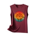 thumbnail image 4 of Odeerbi Tank Top for Women Sleeveless Cami Tops Casual Print Round Neck Loose T-Shirt Top Claret, 4 of 5