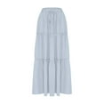 thumbnail image 7 of Bodycon Skirt Womens Maxi Skirts Loose Casual High Waisted Flowy Boho Skirts Trendy Fall Summer Beach Travel Cute Tiered Long Skirts with Pockets Light Blue M, 7 of 7