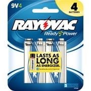 A1604-4F Mercury Free Alkaline Batteries, 9V 4 Pk
