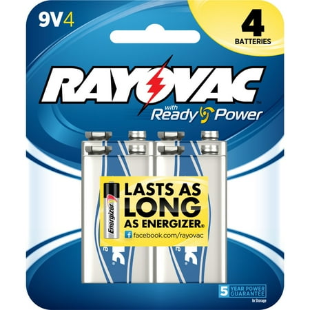 A1604-4F Mercury Free Alkaline Batteries, 9V 4 Pk