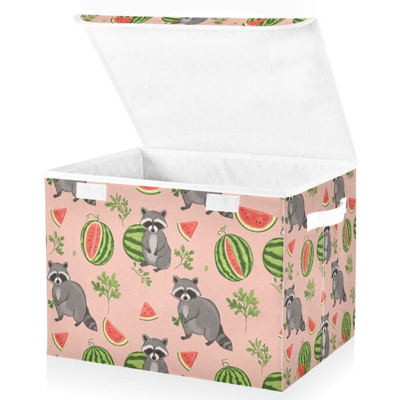 Raccoon Baby Lidded Home Storage Bins Closet With Handle Stackable Foldable Oxford Fabric Storage Box for Bedroom Office