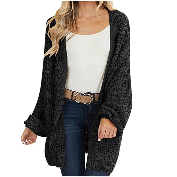 Aoochasliy Womens Cardigan Clearance Long Sleeve V-Neck Solid Sweater Tops Coat Deals of the Day