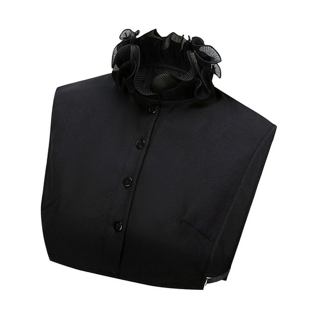 Corbatas desmontables, cuello simulado, elegante cuello con volantes, media camisa, blusa, corbatas es, corbatas falsas para suéter, camiseta, Negro