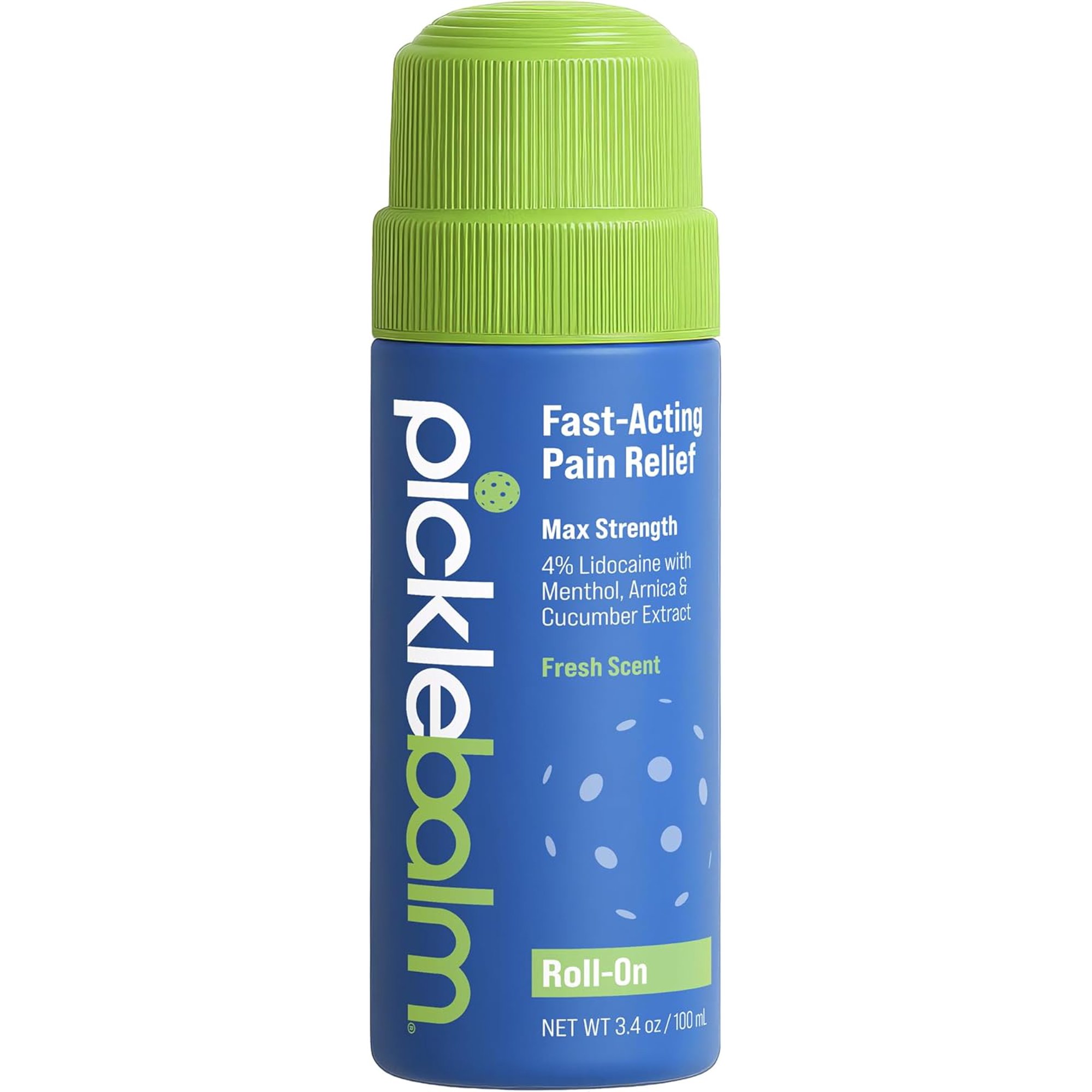 PickleBalm Pickleball In-Game Muscle Pain Relief Roll-On with 4% Lidocaine, Arnica, Menthol, Cucumber Seed Extract for Shoulders, Knees, Wrists, and More, 3.4oz Roll-On Applicator
