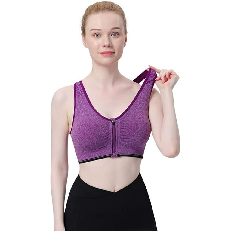 Stay comfortable and supported with WANAYOU Womens Zip Front Sports Bra