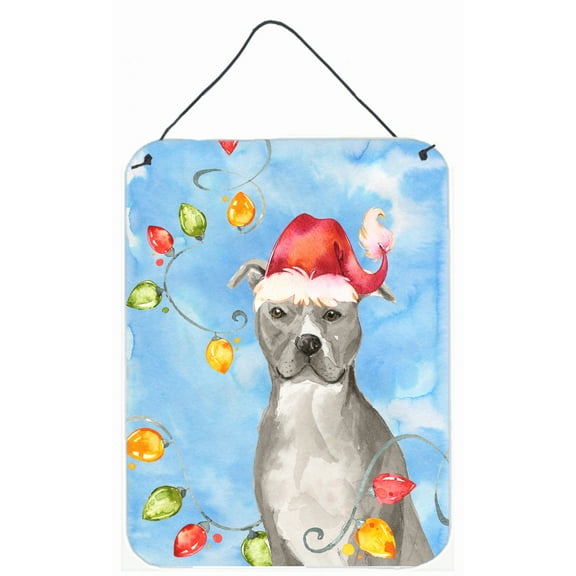Christmas Lights Staffordshire Bull Terrier Wall or Door Hanging Prints
