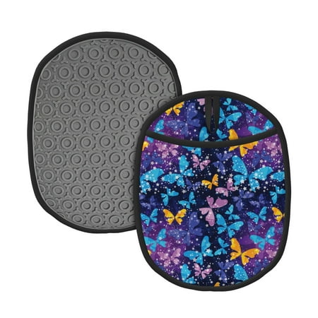 

Lukts Butterflies Of The Starry Sky Print Silicone Pot Mat Mitten With Hanging Loop Heat Resistant Oven Mitts Non-Slip Bbq Baking Smoking Potholders