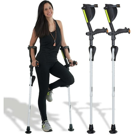 Ergobaum 7G by Ergoactives. 1 Pair (2 Units) of Ergonomic Forearm Crutches - Adult 5' - 6'6'' Adjustable (White-Limited Edition)