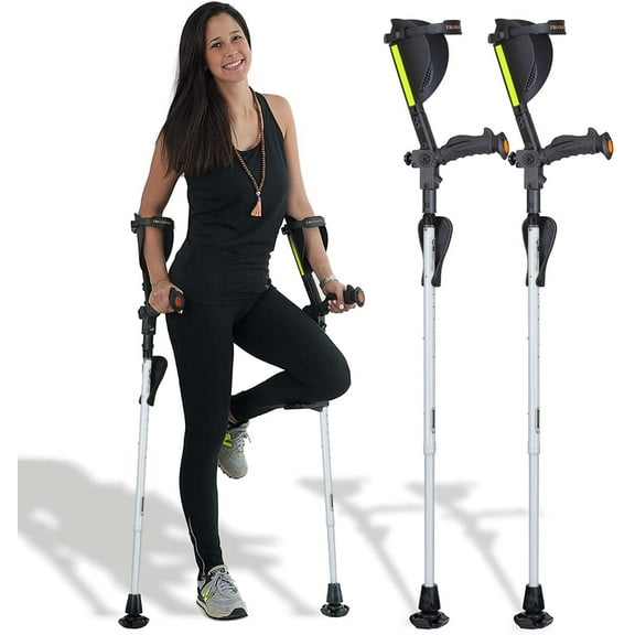 Ergobaum 7G by Ergoactives. 1 Pair (2 Units) of Ergonomic Forearm Crutches - Adult 5' - 6'6'' Adjustable (White-Limited Edition)