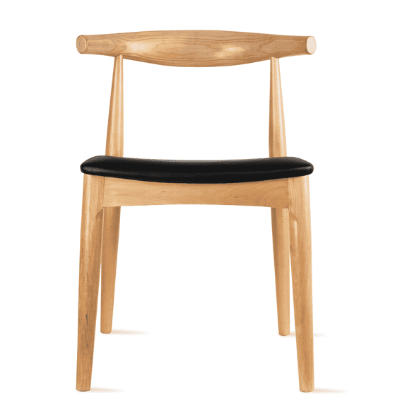 2xhome Wooden Farmhouse Dining Chair with PU Leather Seat Cushion, Mid Century Accent Chair for Kitchen, Dining Room, or Office, Natural