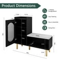thumbnail image 5 of CBJCBJ Modern Storage Bench with Glass Door & Shelf - L-Shaped Entryway Cabinet, Padded Seat for Hallway/Bedroom/Office,  Black, 5 of 7