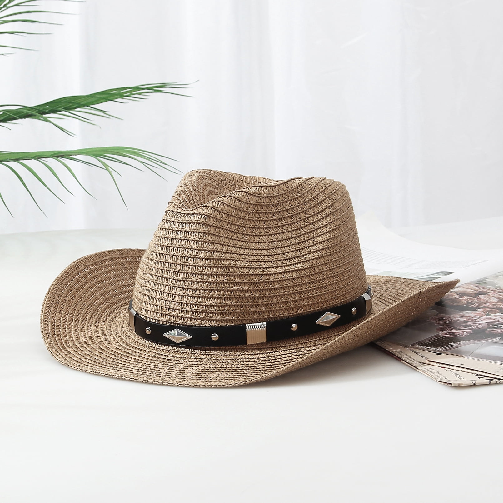 Unisex Straw Cowboy Hats for Women and Men Western Beach 