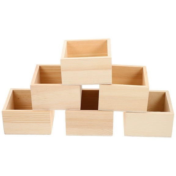 OHOIOLLA Decorative Storage Crate Wooden Box Beige 6Pcs 2.36X5.89X5.89In