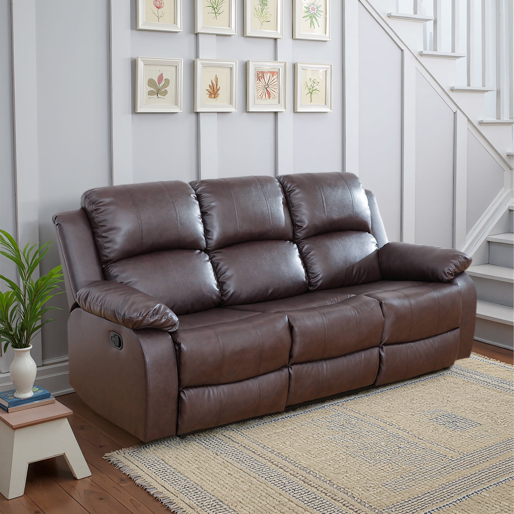 MAYEERTY 78.5" Modern Semi PU PVC Loveseat - Business Function Sofa for Living Room, Brown