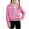 thumbnail image 2 of HomeDM Girls Zip-Up Sweatshirts Hoodie,Long Sleeve Hooded Sweatshirt with Pockets Solid Color Pullover Crop Tops for Teen Kids Girls, Pink Size 4-5 Years, 2 of 9