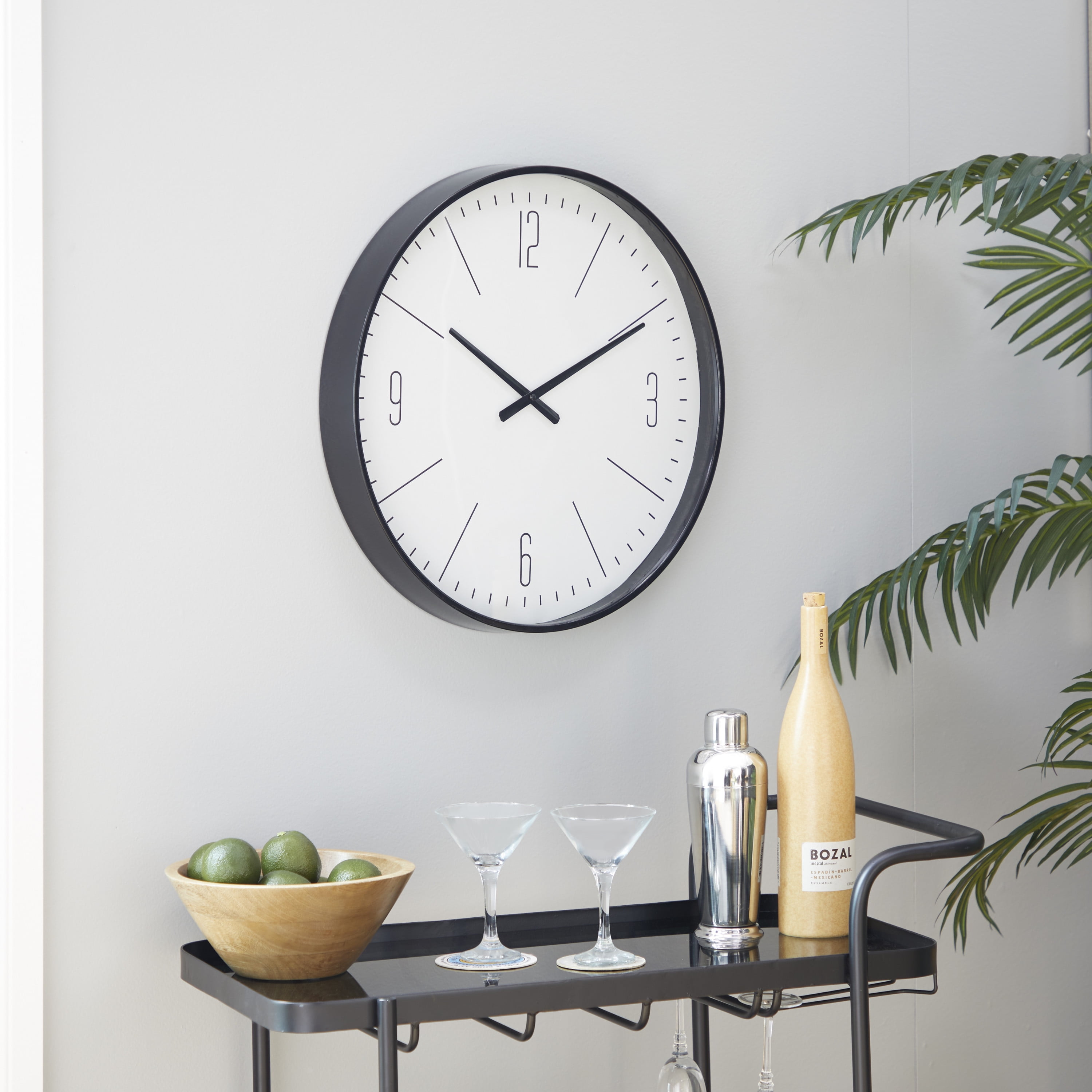 DecMode 20" Black Glass Wall Clock