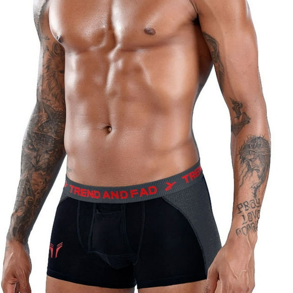 JUUYY Men's Underwear Boxer Briefs, Nylon Stretch Moisture-Wicking Underwear, Athletic Underpants Black XXL