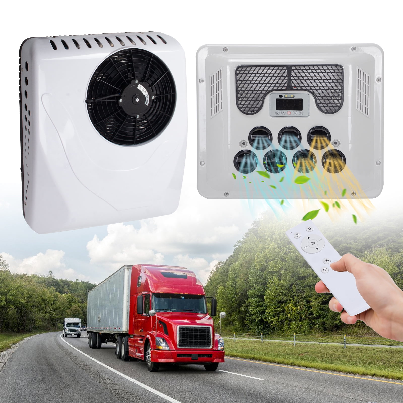 12V Rooftop RV Air Conditioner 13500 BTU Electric Heat & Cool AC Unit Fit RV Truck Bus Caravan