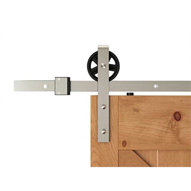 Diyhd Tsq15sn 6 6ft Brushed Nickel Industrial Spoke Wheel Steel Sliding Barn Door Hardware Com Diyhd Tsq15sn 6 6ft Brushed Nickel, Sliding Barn Door Hardware Brushed Nickel