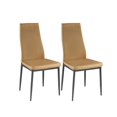 thumbnail image 1 of KB D099-2 Light Brown Metal Frame Faux Leather Kitchen & Dining Side Chairs, Set of 2, 1 of 1