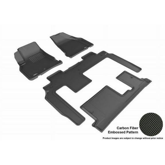 3D MAXpider 2007-2016 Fits GMC Acadia 2017 Acadia Limited 1st Row 2nd Row 3rd Row Kagu Carbon Fiber Embossed Pattern Black Floor Mat L1GM01201509