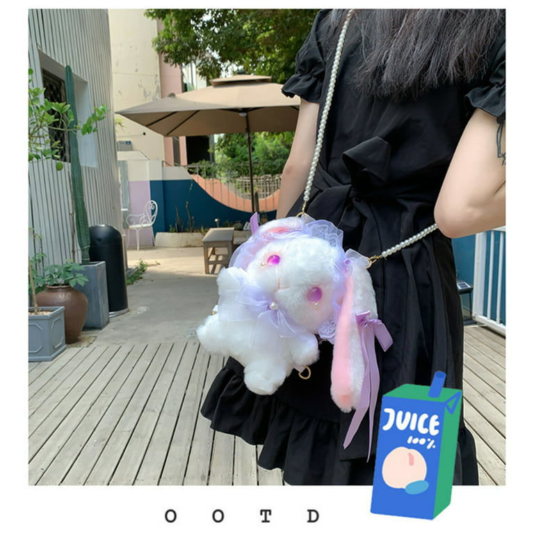 Plush Bunny Shaped Crossbody Bag, Lolita Party Lace Bowknot Coin Purse,  Women's Faux Pearl Handbag - Temu Mexico
