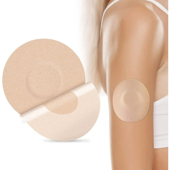 10 Pack Sensor Covers for Libre 1/2/3,Waterproof Adhesive Patches,Transparent CGM Overpatch Tape Lasting to 14 Days-Without Hole (Beige)
