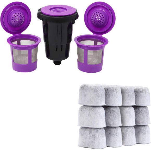 Reusable K Cups for Keurig K Mini, K Mini Plus, K-Express and K Iced with Adapter and 12 Pack Keurig Water Filters by