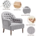 thumbnail image 3 of Accent Chair with Ottoman Set, Modern Linen Button-Tufted Upholstered Lounge Chair with Footrest Comfortable Armchair with Solid Wood Legs Leisure Single Sofa Chair for Living Room, Gray, 3 of 7