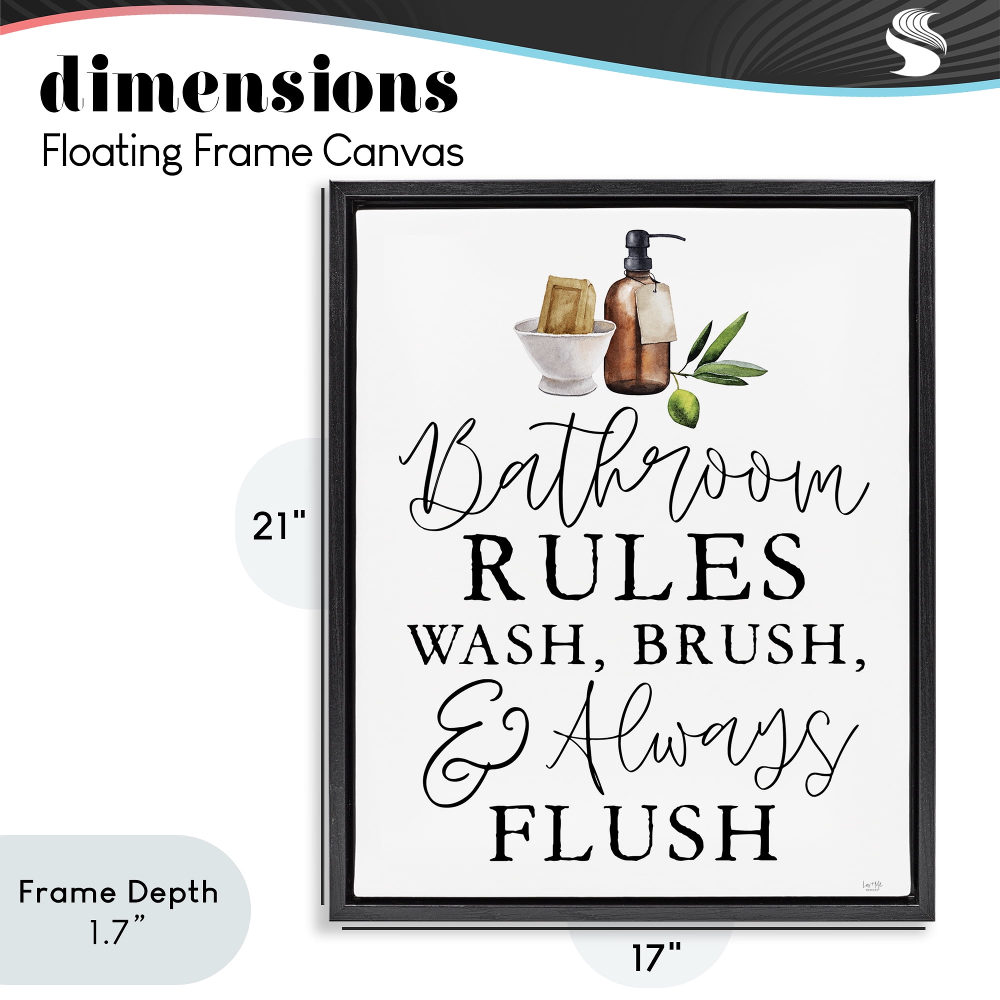 Stupell Industries Wash Brush & Always Flush Black Framed Floater Canvas Wall Art, design by Lux + Me Designs